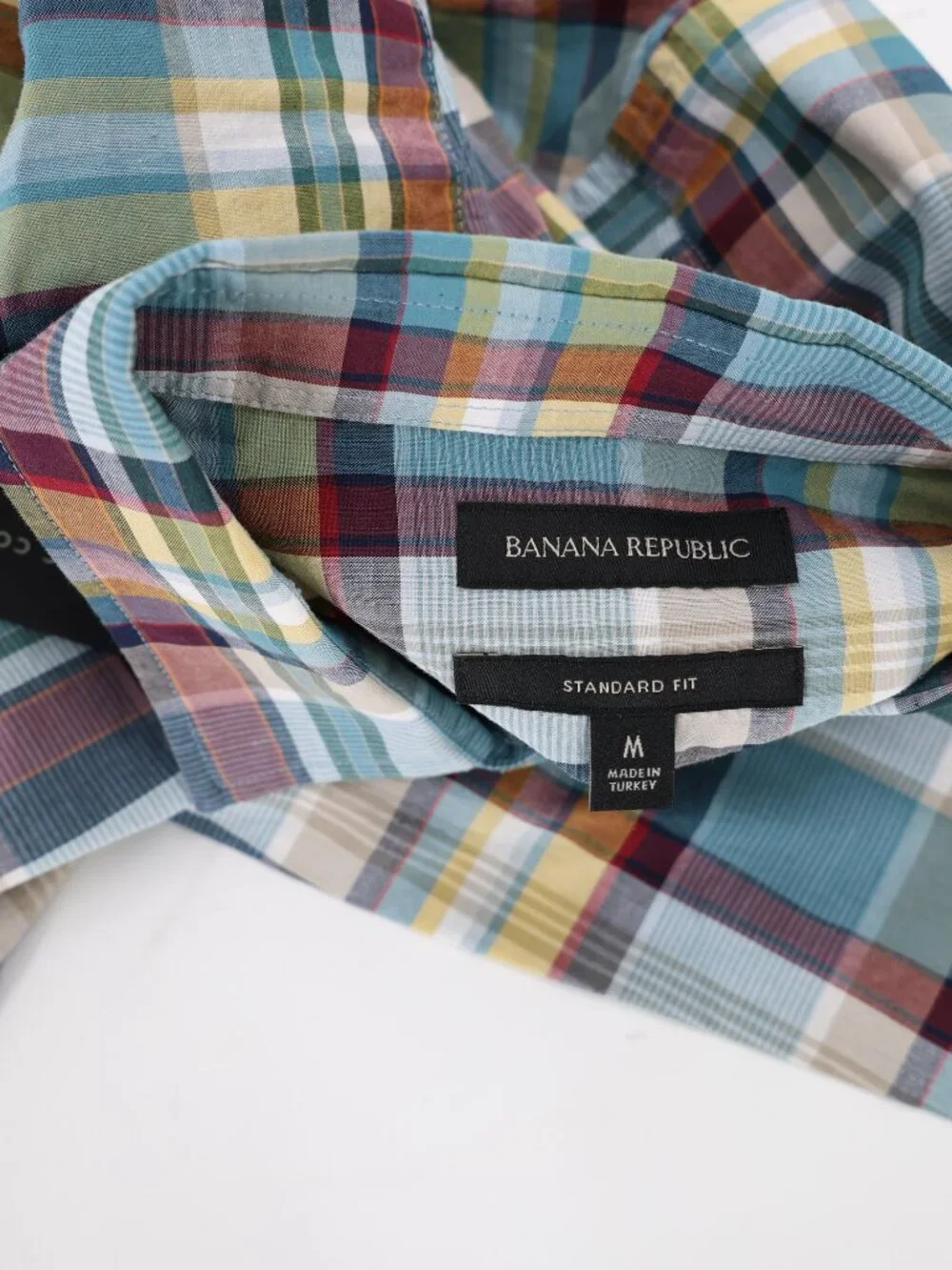 NWT Banana Republic Shirt Mens Medium Button Up Plaid Cotton Standard Fit casual